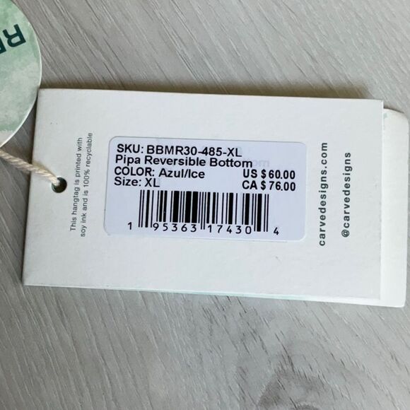 Carve Designs Women's Standard Pipa Reversible Bottom azul/ice xl NWT in pkg - Picture 5 of 5